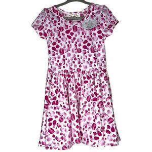 NEW Dot Dot Smile Pink Watercolor Droplets Cap Sleeve Dress 2T